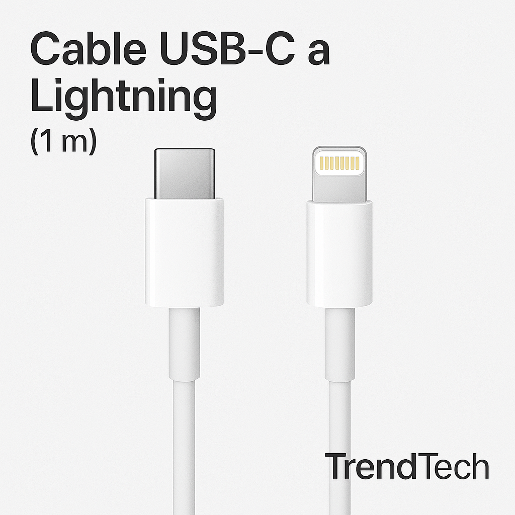 Cable USB-C a Lightning 1 m para iPhone – Carga Rápida 20 W+